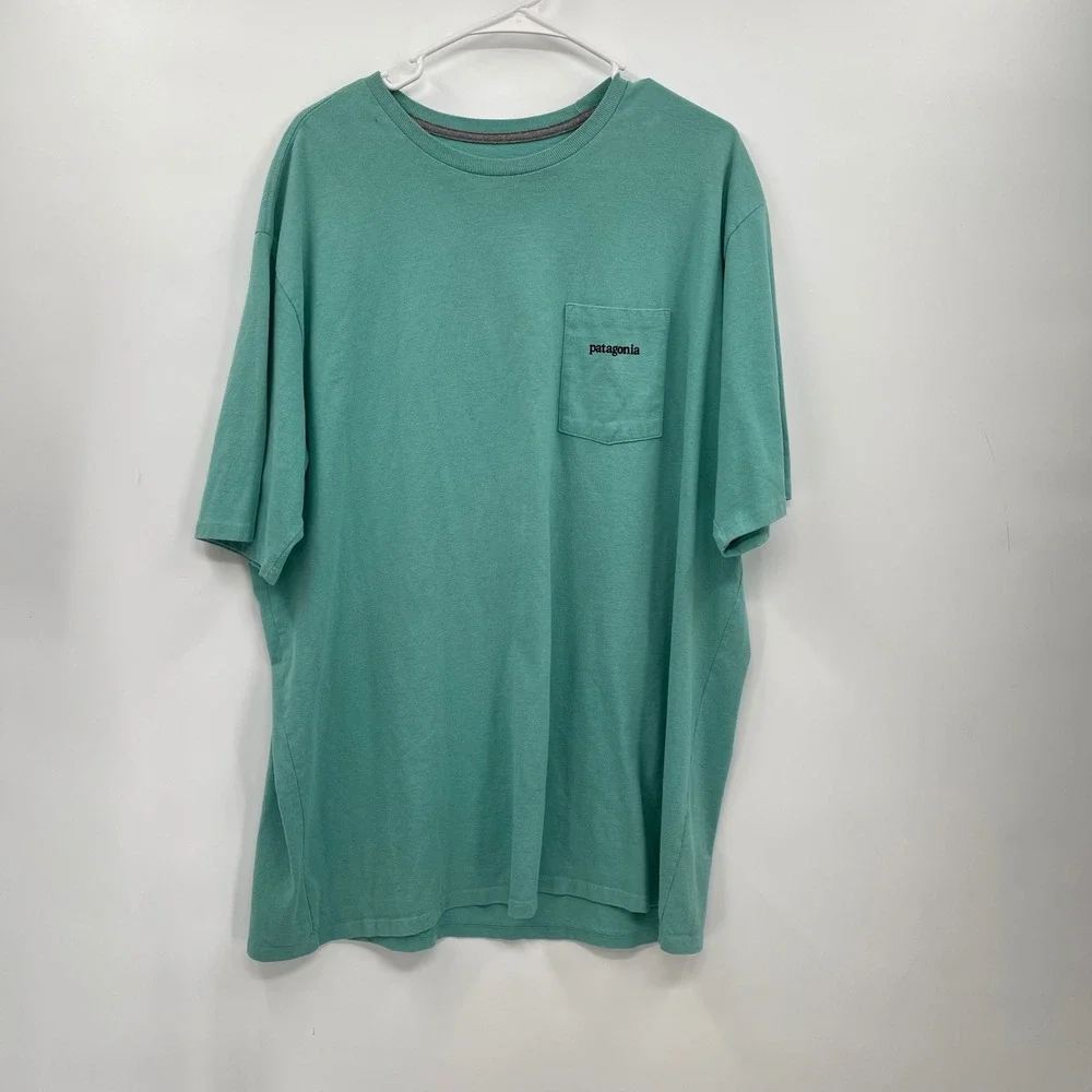 Patagonia‎ Men's Mountain Graphic Pocket T Shirt Teal Green Size XXL